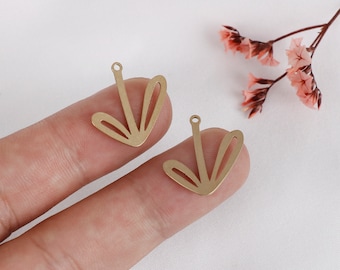Raw Brass Grass Charms: Laser Cut Earring Pendants