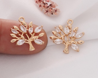 6-Piece Zircon Tree of Life Earring and Necklace Pendant Set – Stylish Charms, Handmade Jewelry, DIY, Gift for Her, Minimalist Style
