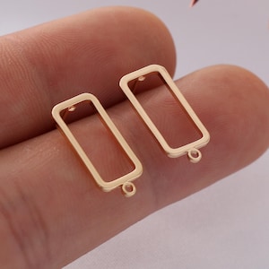 Real Gold Plated Square Earring Connectors: Brass Ear Wires