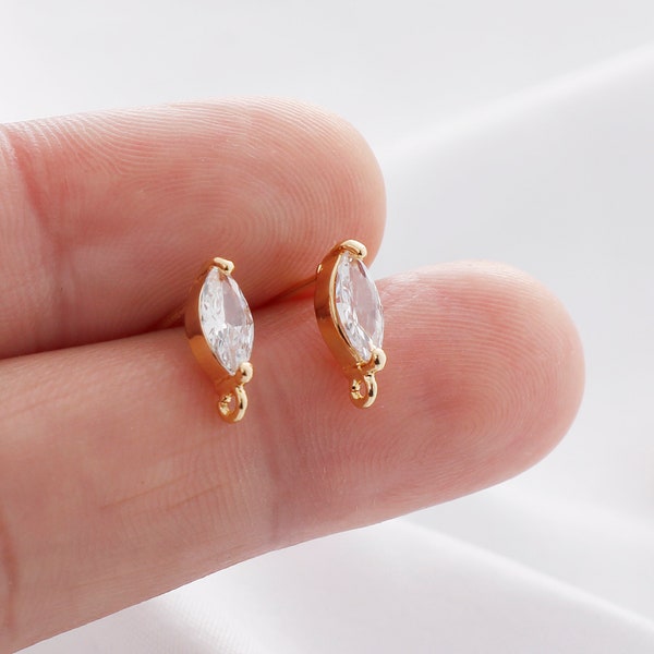 10pcs Real Gold Plated Zircon Earrings , Ear Wire, CZ Pave Earrings, Jewelry Making Materials, Earring Attachment
