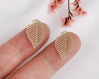 Raw Brass Leaf Charms: Simple Earring Pendants, Jewelry Supplies - (10pcs)