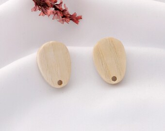 10pcs Oval Wood Stud Earrings: Natural DIY Earring Posts