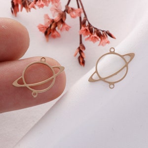 Raw Brass Planet Charm: Laser Cut Earring Connector