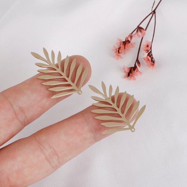 Raw Brass Leaf Charm, Brass Earring Pendants, Laser Cut Charms, Brass Accessories, Earring Connectors, Jewelry Making and Discovery