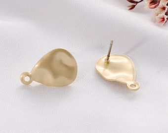 10pcs Matte Gold Hammered Teardrop Earring Charms