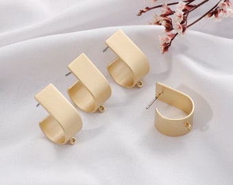 10pcs Matte Gold Bending Earring Attachments: DIY Jewelry Supplies