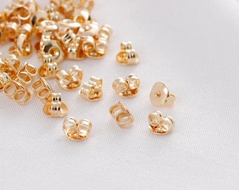 100 Pcs 24k Shiny Gold Earring Backs, Earring Stoppers, Butterfly Earring Backs, Clutch Earring Backs, Jewelry Findings