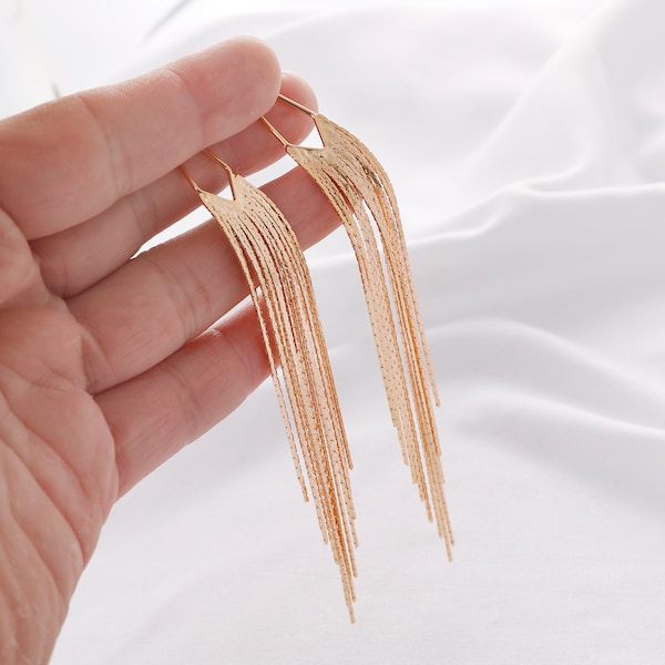 4pcs Real Gold Plated Tassels Charm ,Tassels Pendant, Tassles Ear Stud, Jewelry Making Materials, Earring Attachment