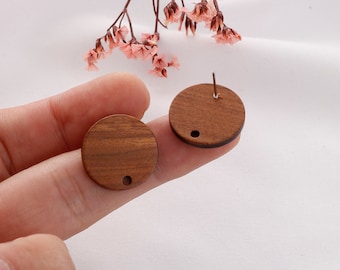 10pcs Round Wood Stud Earrings: Natural DIY Earring Posts