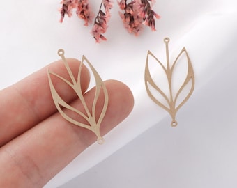 Raw Brass Tulip Charms: Laser Cut Earring Pendants