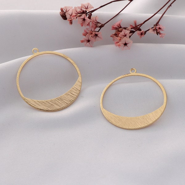 4/10 pieces real gold 18k gold plated round charms, 18k charms, earring accessories, earring connectors, jewelry making accessories