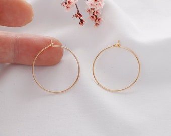 18k Gold Plated Earring Hoops: Brass Circle Earrings, DIY Jewelry Making