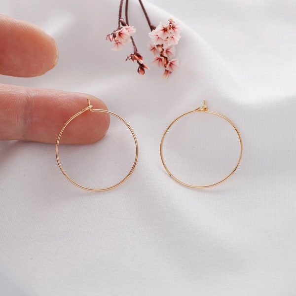 10Pcs 18k Gold Plated Earring Hoops,  Circle earrings, 20/25/30 mm Round Earring Hoop ,Earring Wires, Jewelry Making