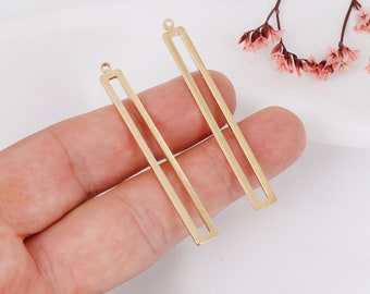 Raw Brass Rectangle Charm, Brass Long Bar Earring Pendants, Brass Accessories, Earring Connectors, Jewelry Supplies Crafting and Discovery