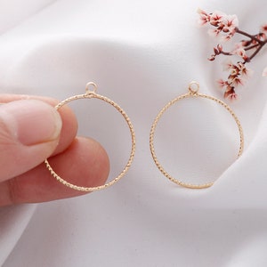 5pcs Real Gold Plated Circle Charm,25mm Round Pendant, Jewelry Making Materials
