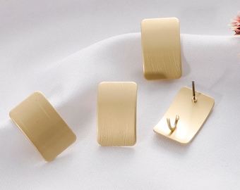 10pcs Matte Gold Rectangle Earring Studs: Alloy Earring Accessories