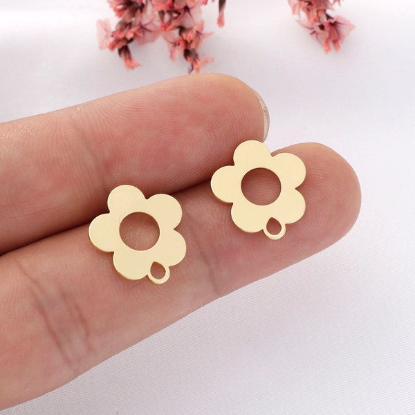 10pcs High Quality Alloy Flower Earrings, Minimalism, Alloy Earring Accessories, Jewelry Making Materials, Hypoallergenic, Nickel Free