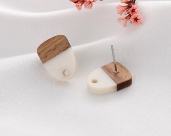 10pcs Oval Wood Earring Posts: DIY Ear Studs