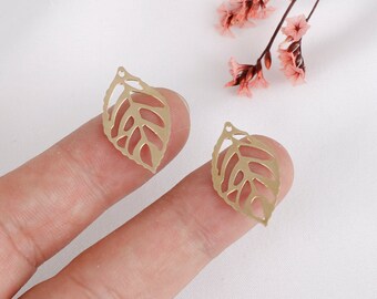 Raw Brass Tree Leaf Charms: Earring Pendants, Jewelry Supplies