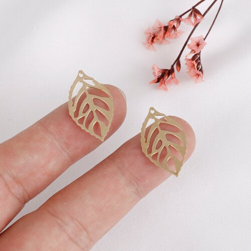 Raw Brass Tree Leaf Charm Brass Leaf Earring Charms Brass Etsy