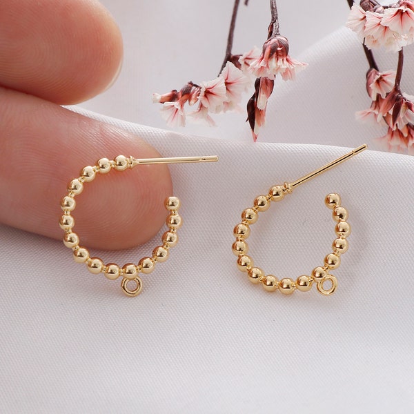 6pcs High Quality Sphere Huggie Earrings, Beaded Earrings,Huggie Hoop Earrings, Jewelry Making Materials, Earring Attachment