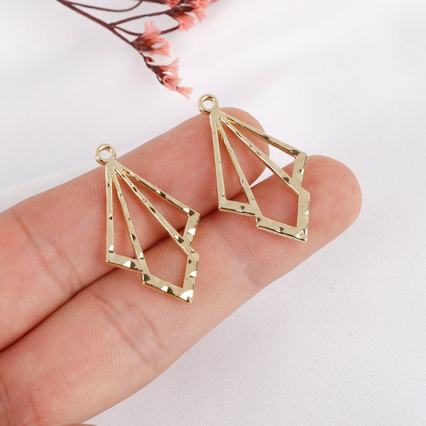 10pcs Alloy Earring Charm - Leaf Earring Pendants - Geometric Charms - Earring Connectors - Alloy Accessories - Jewelry Supplies Making