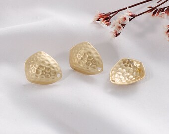 10pcs Matt Gold Hammered Teardrop Earring Attachments