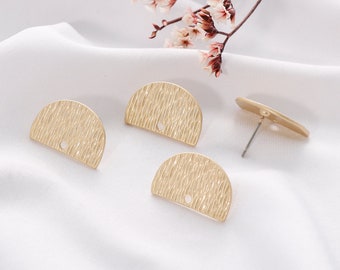 10pcs Matt Gold Semicircle Earring Attachments: Alloy & Stainless Steel