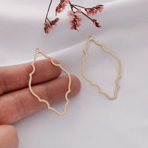 Raw Brass Geometric Earring Pendants: Shaped Charms (2 Pieces)