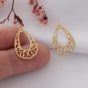 Raw brass teardrop charms, brass geometric earrings pendants, brass accessories, jewelry gift making supplies