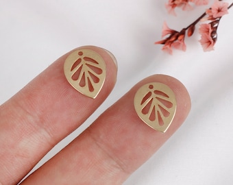 Raw Brass Tree Leaf Charm: Earring Pendants, Jewelry Making