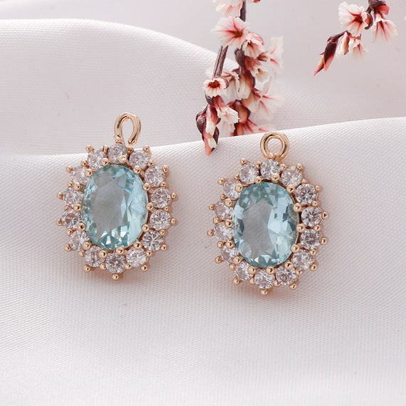 Pendentif Vintage En Verre Bleu Et Laiton - Occasion, Design Unique