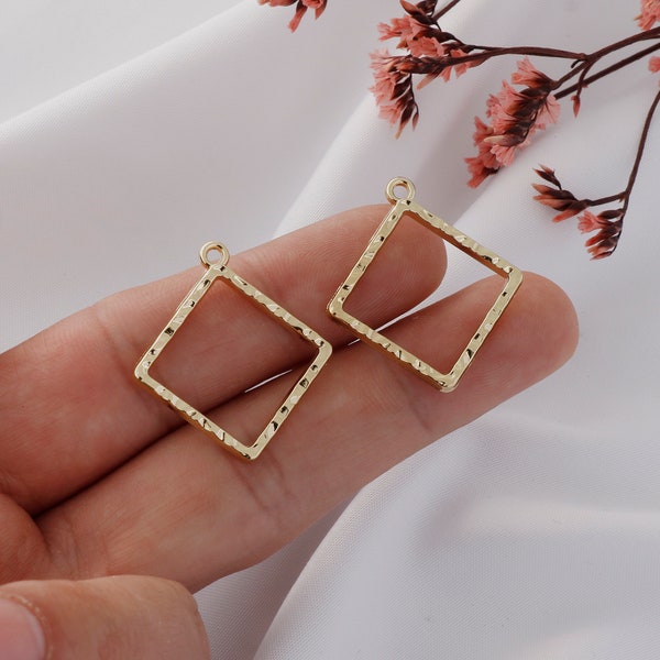 10 Pieces Alloy Earring Charms - Square Rhombus Shape Earrings - Earring Pendants - Geometric Shape Discovery - Jewelry Discovery