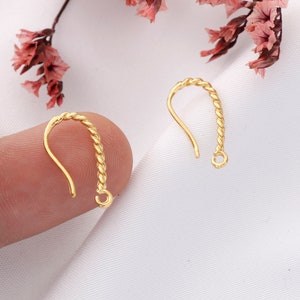 10pcs Real Gold Plated Bar Earrings, Simple Ear Wires, Long Earrings, Jewelry Making Materials, Earring Attachments