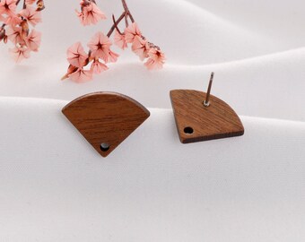 10pcs Scalloped Wood Stud Earrings: DIY Earring Posts