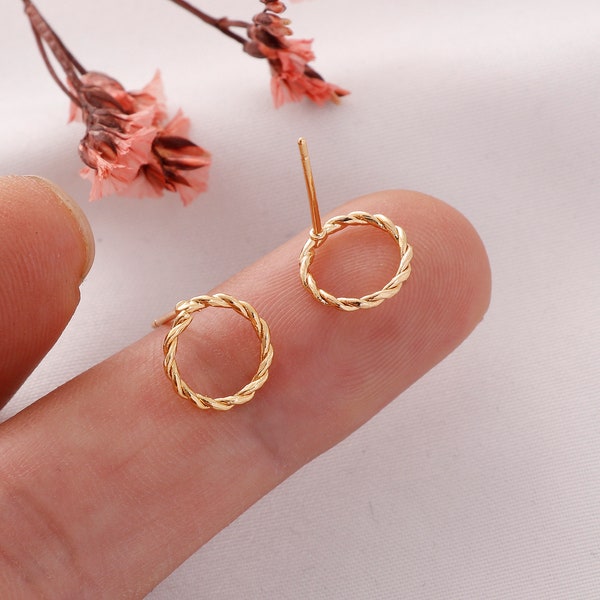 2/10pcs Real Gold Round Earrings, Ear Wire, Bar Earrings, Jewelry Making Materials, Earring Accessories