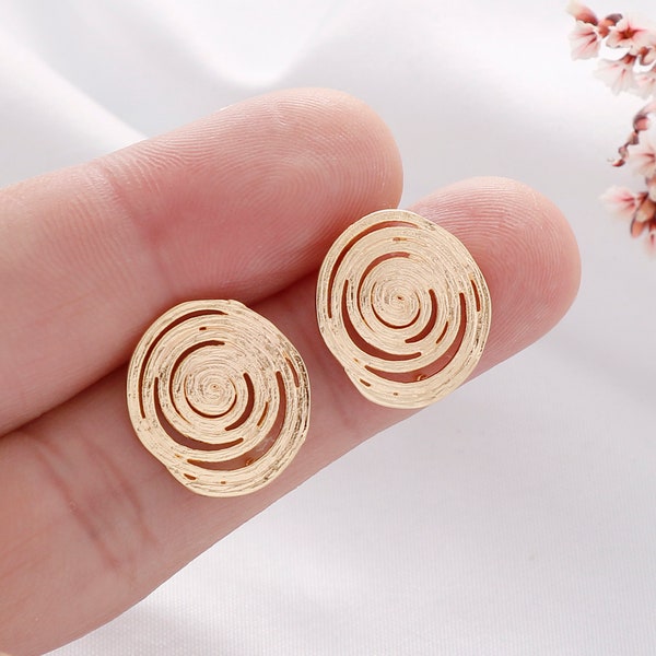 10pcs Real Gold Plated Round Earrings , Ear Wire, Whorl Earrings, Jewelry Making Materials, Earring Attachment