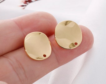 2pcs Real Gold Plated Round Earrings , Ear Wire, Wave Earrings, Jewelry Making Materials, Earring Attachment