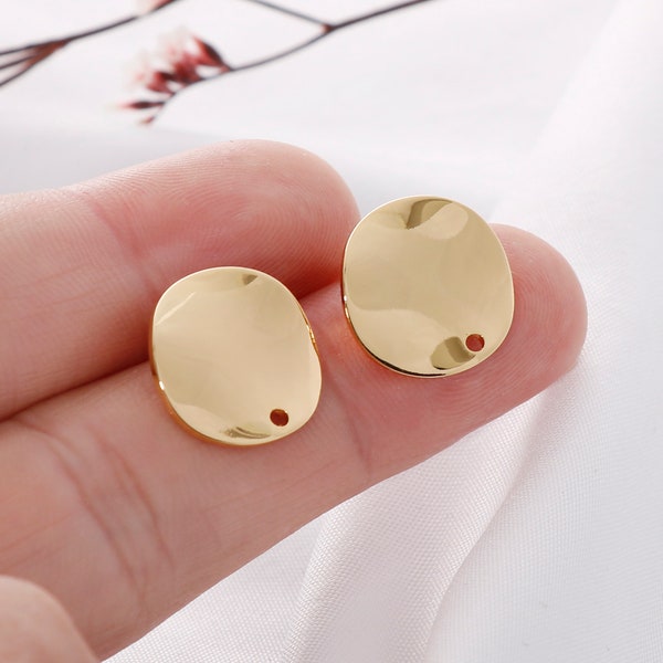 2pcs Real Gold Plated Round Earrings , Ear Wire, Wave Earrings, Jewelry Making Materials, Earring Attachment