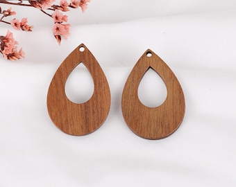 4pcs Natural Wood Teardrop Earrings: DIY Stud Earring Posts