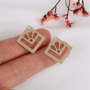 Raw Brass Square Charms, Brass Earring Pendants, Laser Cut Charms, Brass Accessories, Earring Connectors, Jewelry Making and Findings