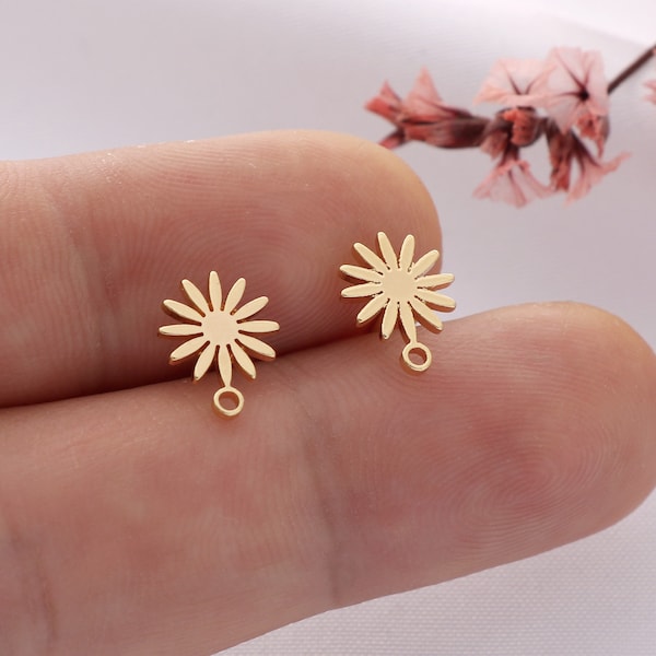 10 PCS Gold Plated Flower Earrings, Ear Wires, Small Flower Earrings, Jewelry Making Materials, Earring Accessories