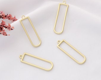 10pcs Matte Gold Bar Earrings: Alloy D Shape Charms