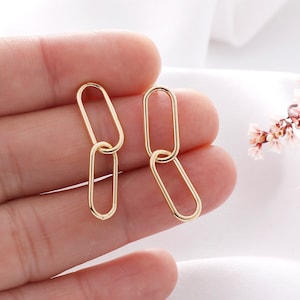 6pcs Real Gold Plated Chain Earring, Chain Post, Ear Stud, Earring Making, Jewelry Material