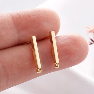 10pcs Real Gold Plated Bar Earrings , Ear Wire, Long Stick Earrings, Jewelry Making Materials, Earring Attachment
