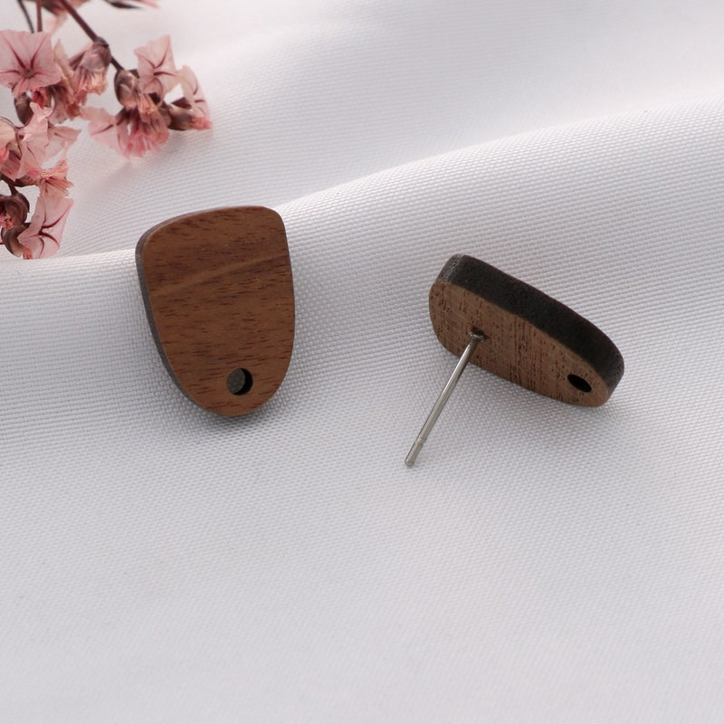 Women Casual Solid Wooden Rectangle Earrings