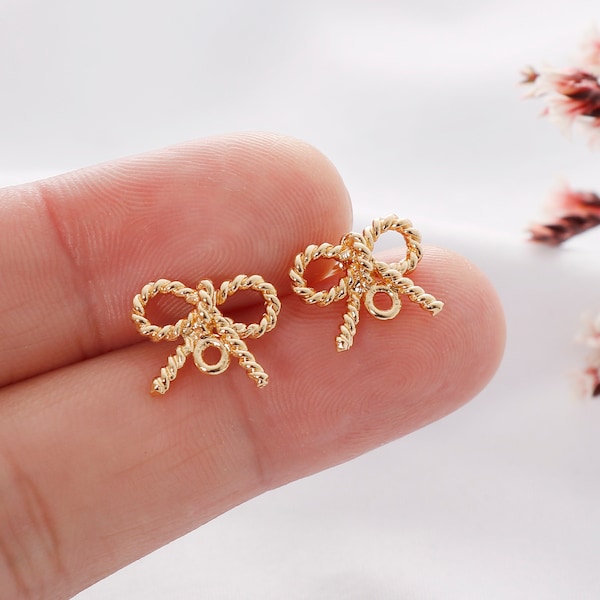 2pcs Real Gold Plated Knot Earrings , Ear Wire, Bar Earrings, Jewelry Making Materials, Earring Attachment
