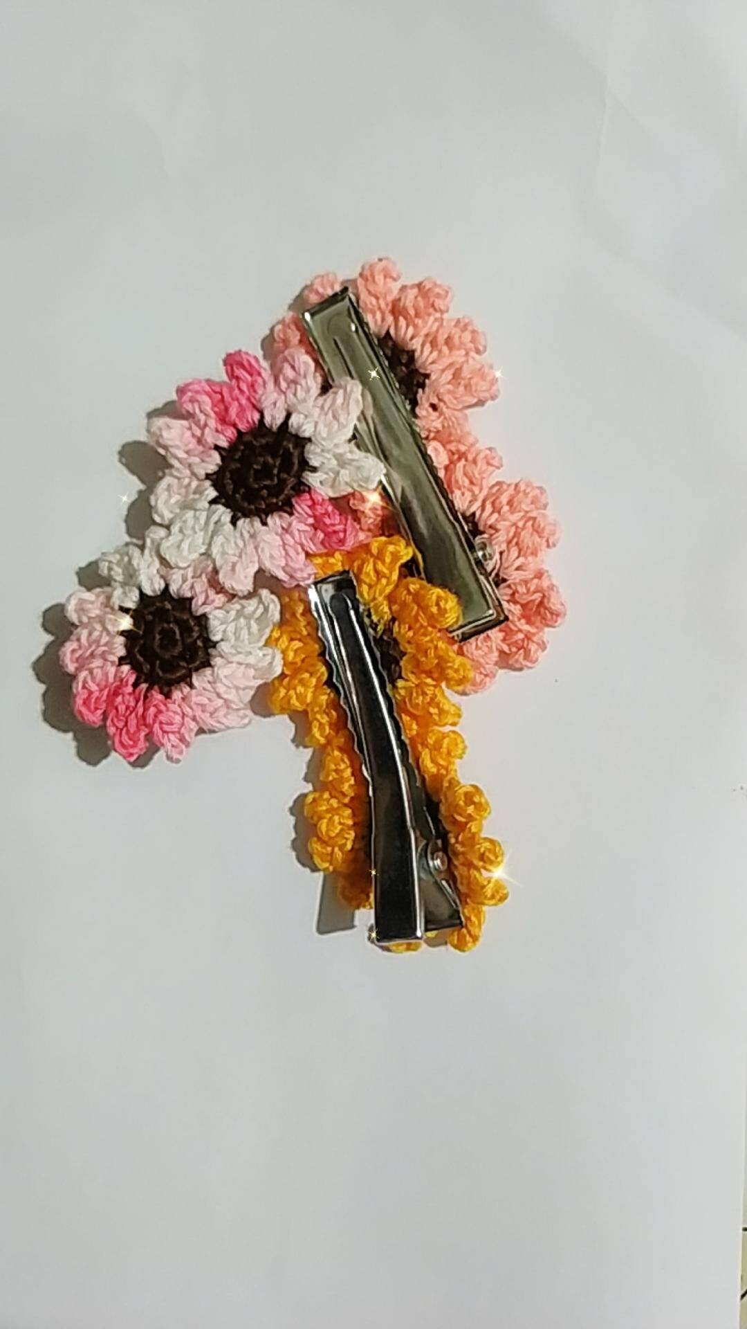 Crochet Flower Hair Clip Pattern Etsy
