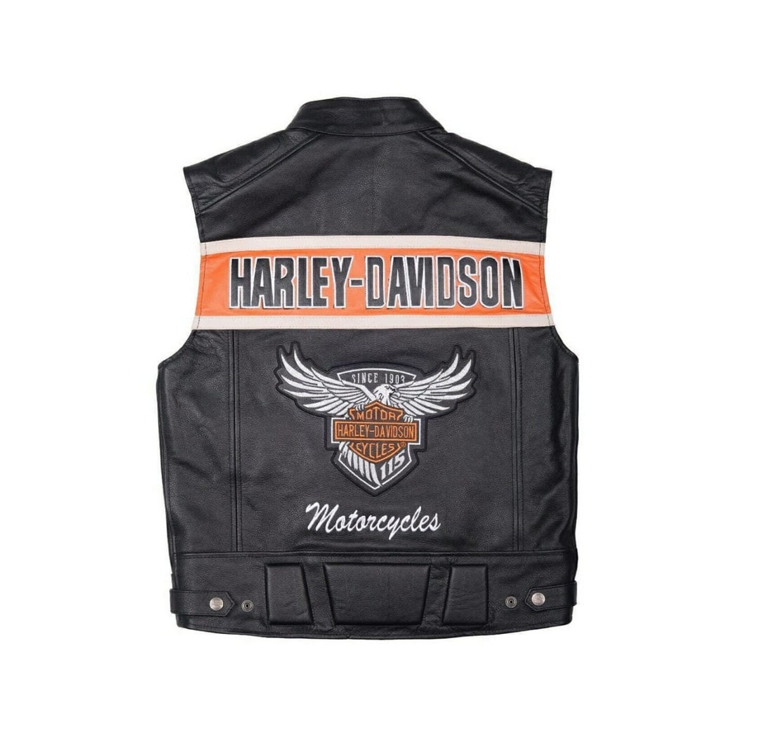 Harley Davidson Men's Passing Link Vest Starts Rugged Cow Etsy