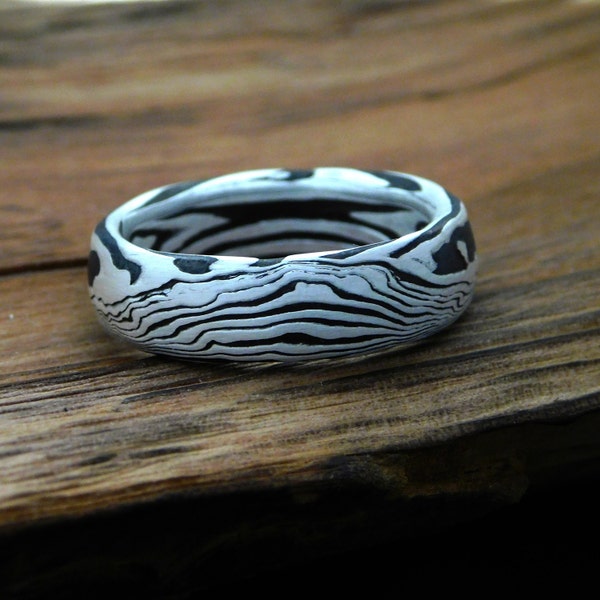 Mokume Gane Ring Shakudo Silver